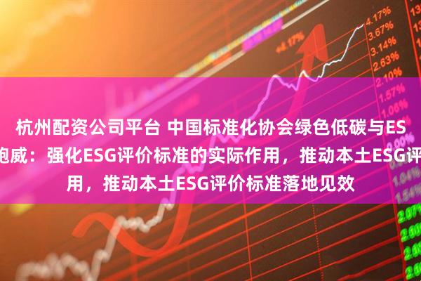 杭州配资公司平台 中国标准化协会绿色低碳与ESG专委会秘书长鲍威：强化ESG评价标准的实际作用，推动本土ESG评价标准落地见效